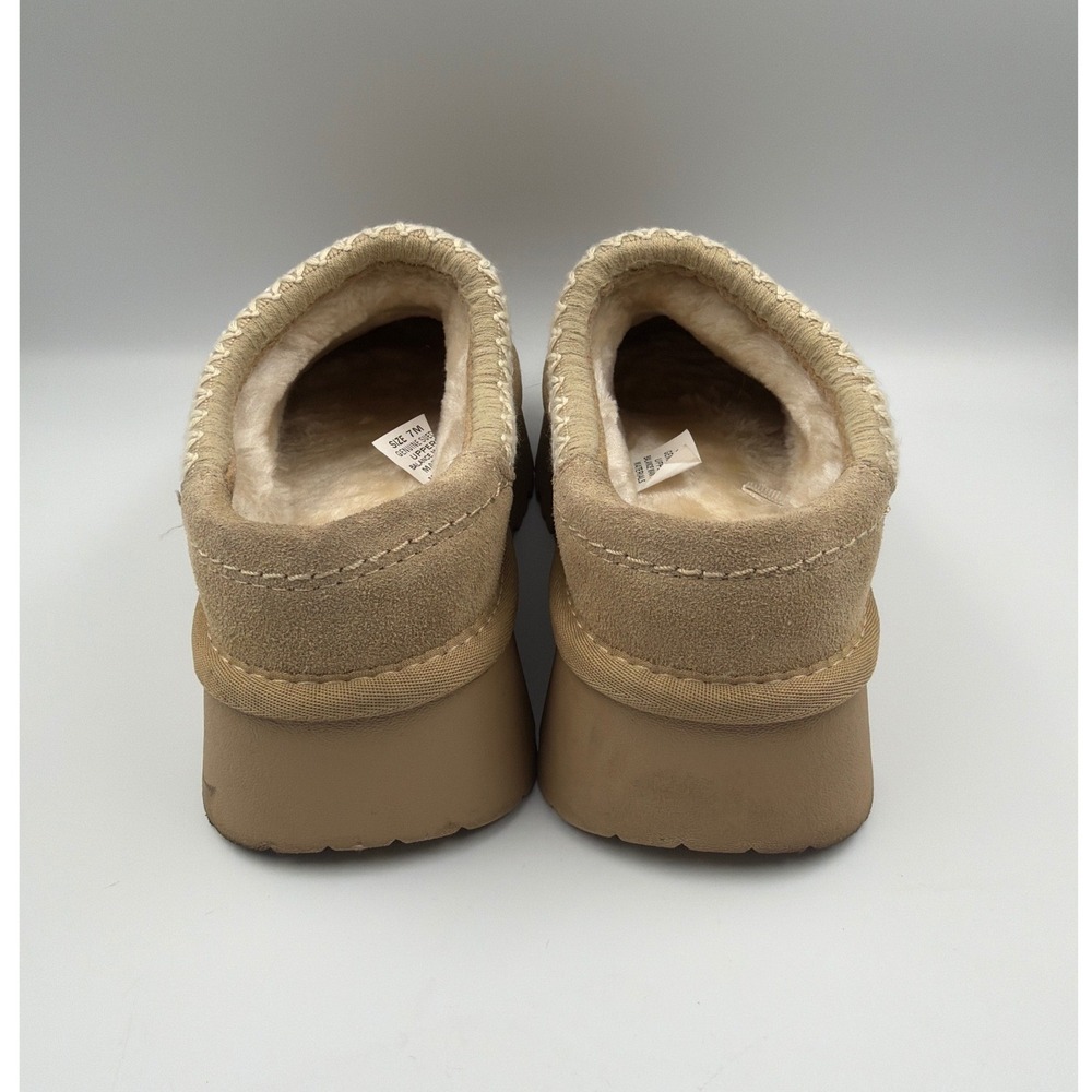 Cushionaire Tan Genuine Suede Comfy Platform Slipper Mules Women's Size 7M - Picture 3 of 6